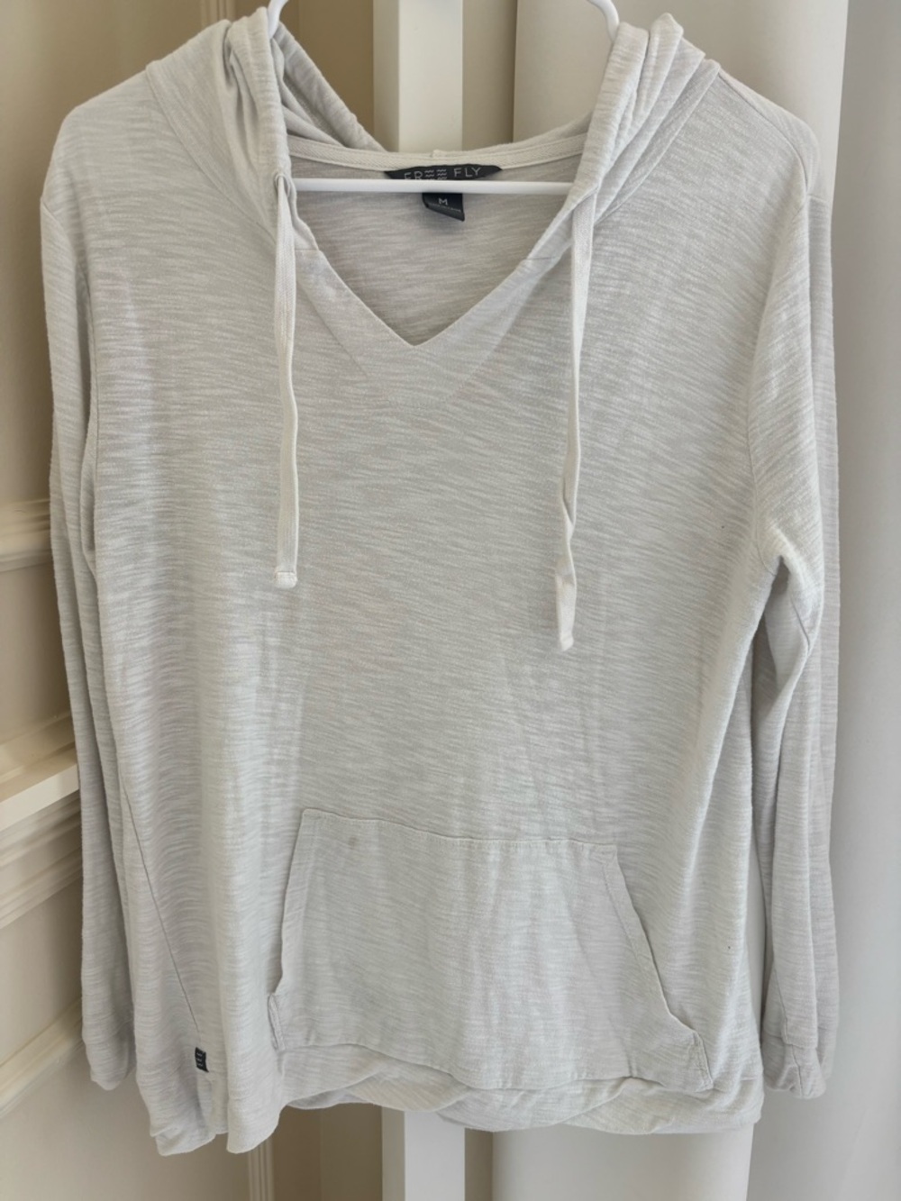 Free Fly Women’s Bamboo Slub Lightweight Sea Salt Ivory Hoodie Top M - Picture 6 of 12